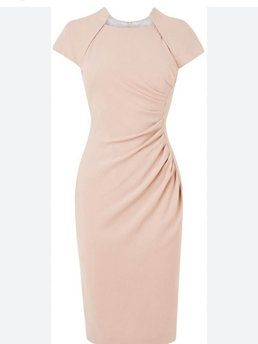 LK Bennett Elegant Ruched Sheath Dress in Blush Pink